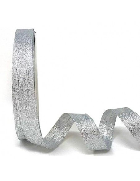Cinta al bies lamé plateado