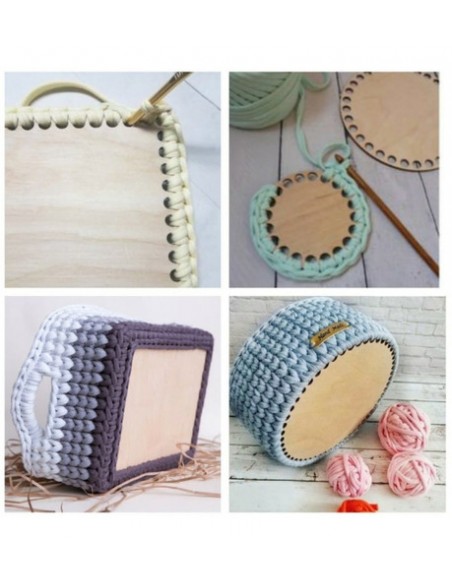 Base de madera troquelada cuadrada