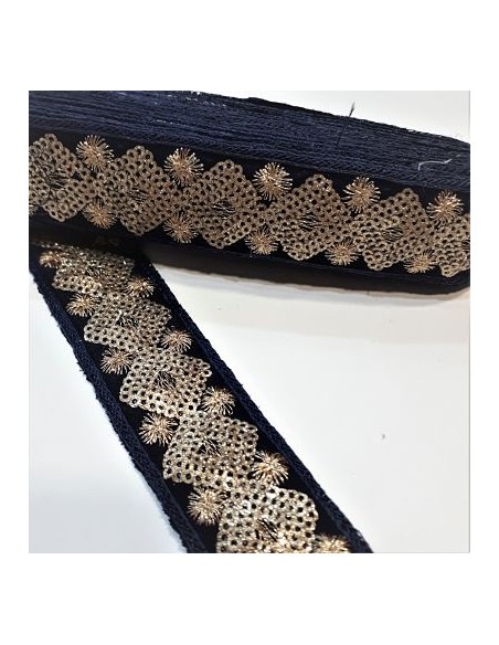 Galón marino con lentejuelas doradas 3 cm