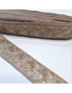 Galón camel con lentejuelas doradas 3 cm