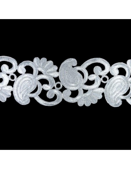 Entredós bordado metalizado