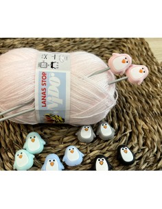 Topes para agujas de tejer pinguino