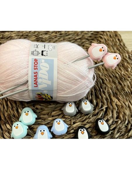 Topes para agujas de tejer pinguino