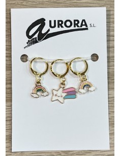 Marcadores crochet estrella y arcoiris