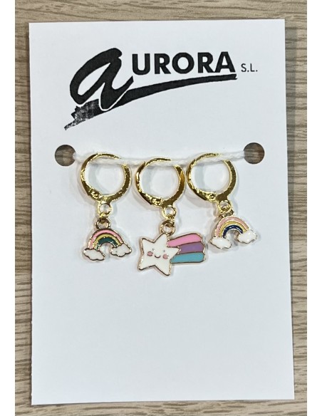 Marcadores crochet estrella y arcoiris