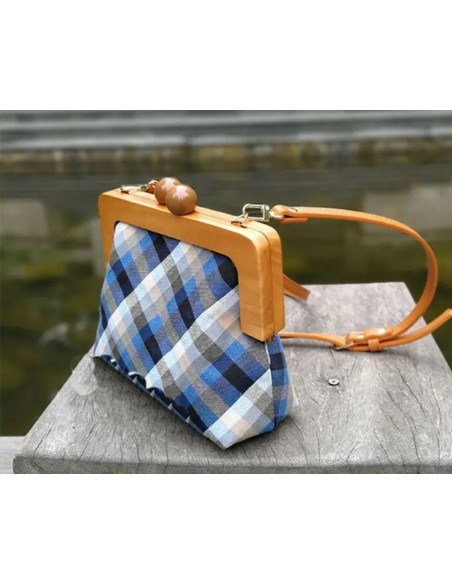 Boquilla de Madera Negra y Bolas Marrones (20 cm) - Cierre para Bolso