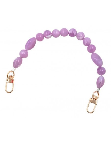 Asa de Piedras Lila para Bolso de Mano (30 cm) - Mosquetones Dorados