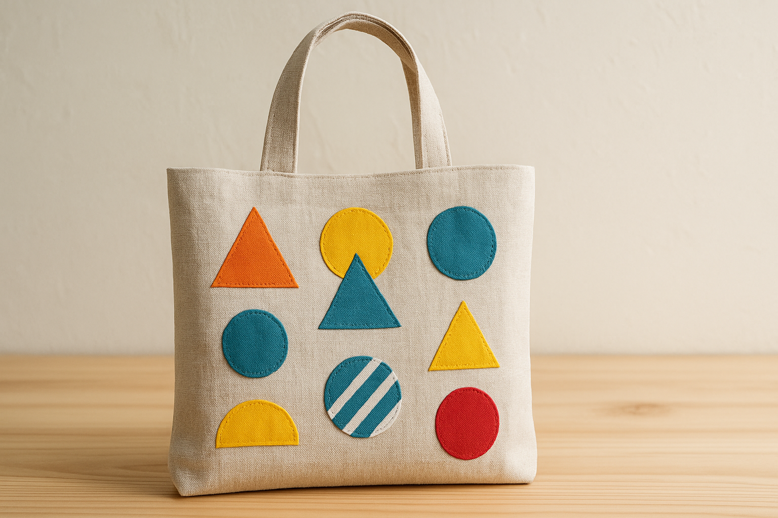 Bolso de Tela con apliques geométricos